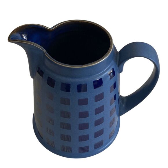Vintage Denby Reflex Vintage Blue Square Design Stoneware Pitcher 32 oz Perfect! - Picture 2 of 7